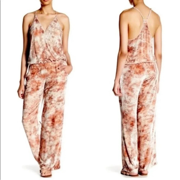 Young Fabulous & Broke Tie Dye Orange Velvet Jumpsuit - Picture 9 of 9